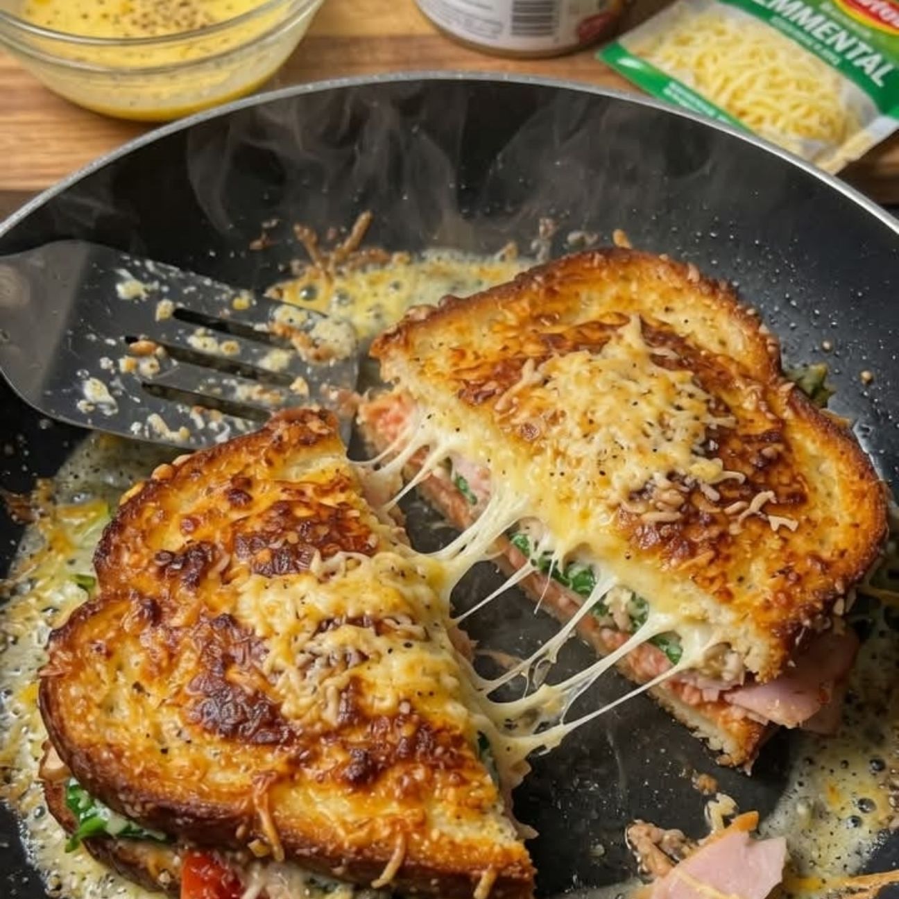 French Toast salato al tonno, spinaci e formaggio