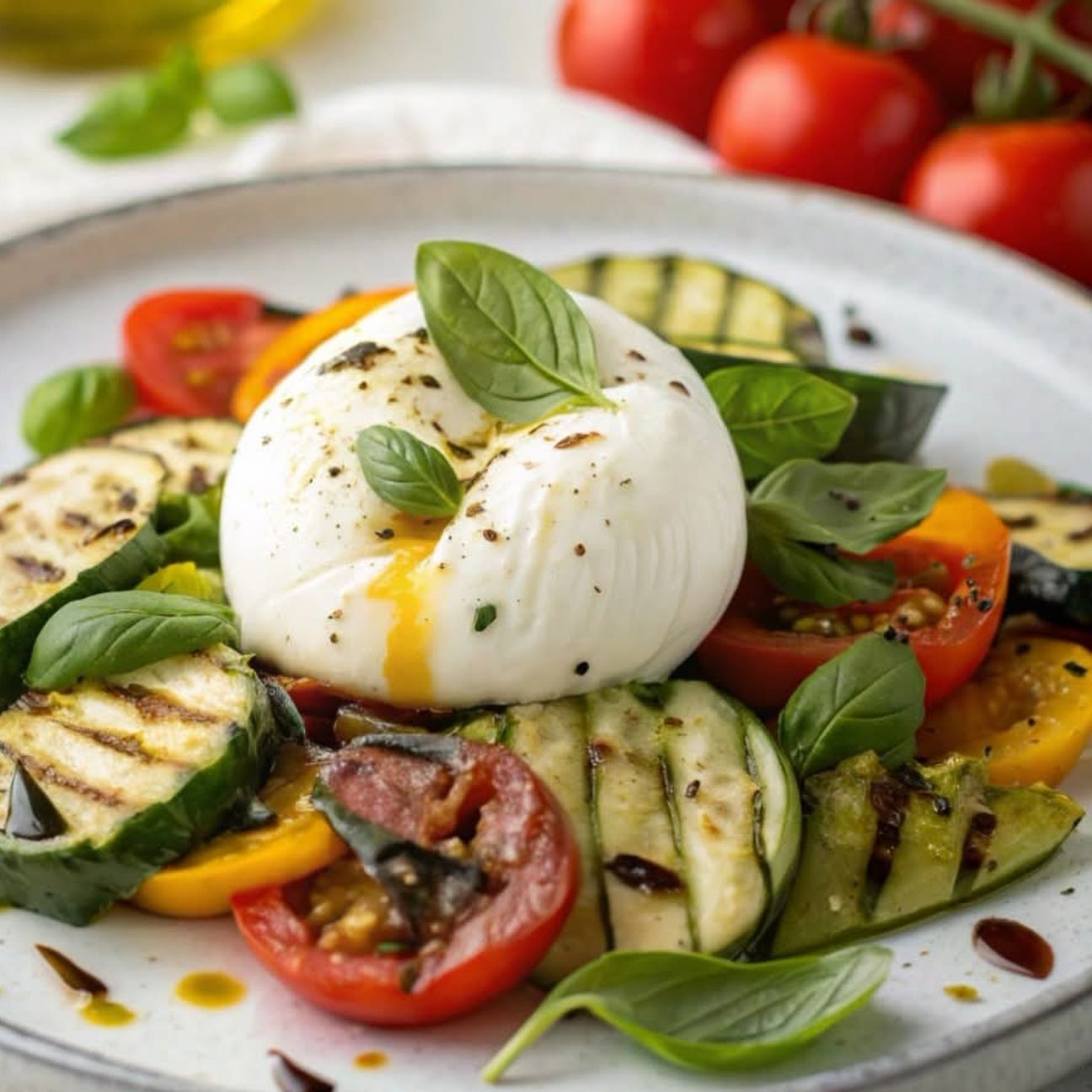Insalata Rustica di Mozzarella di bufala, Zucchine Grigliate e Pomodorini Misti