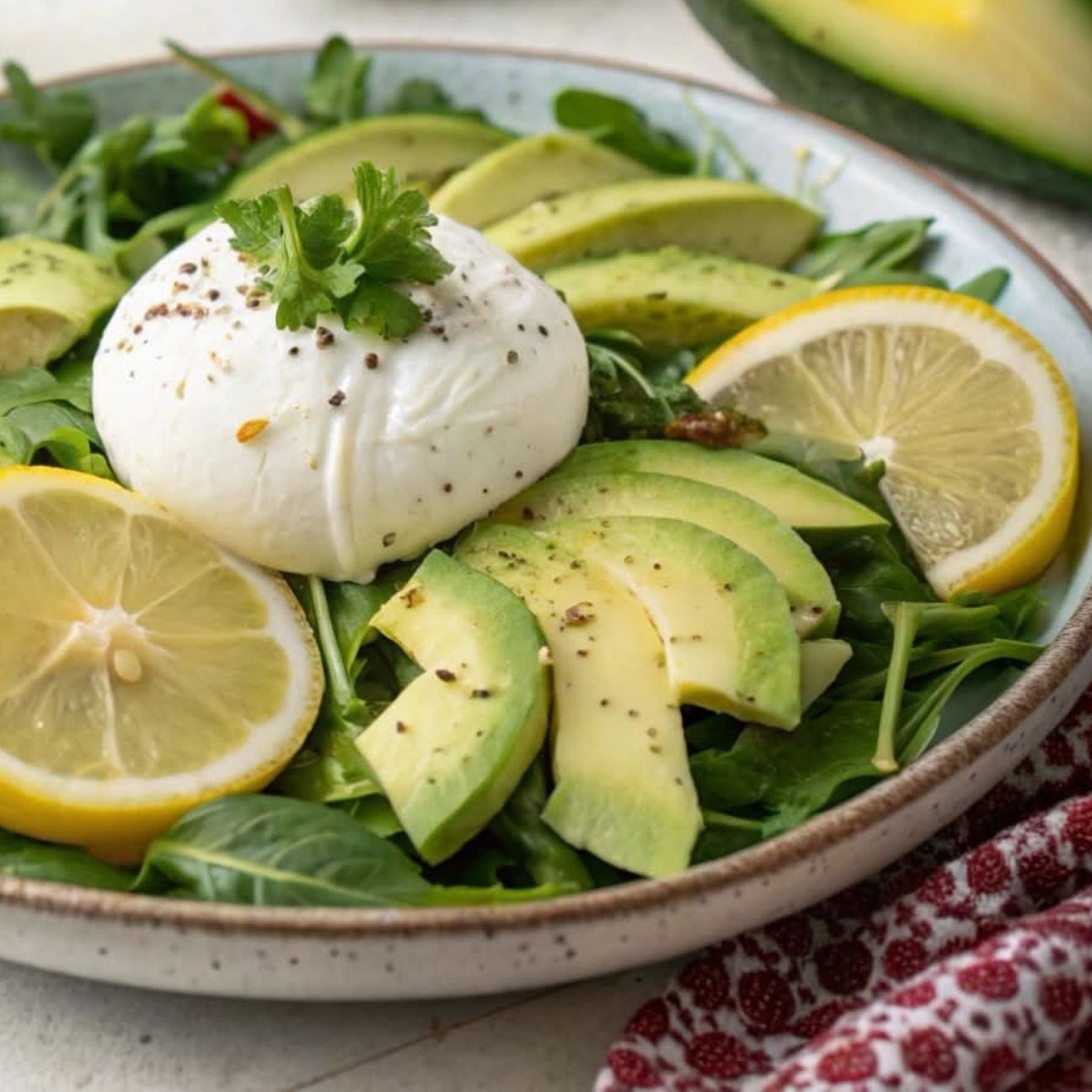 Insalata Green di Mozzarella di bufala, Avocado, Rucola e Limone