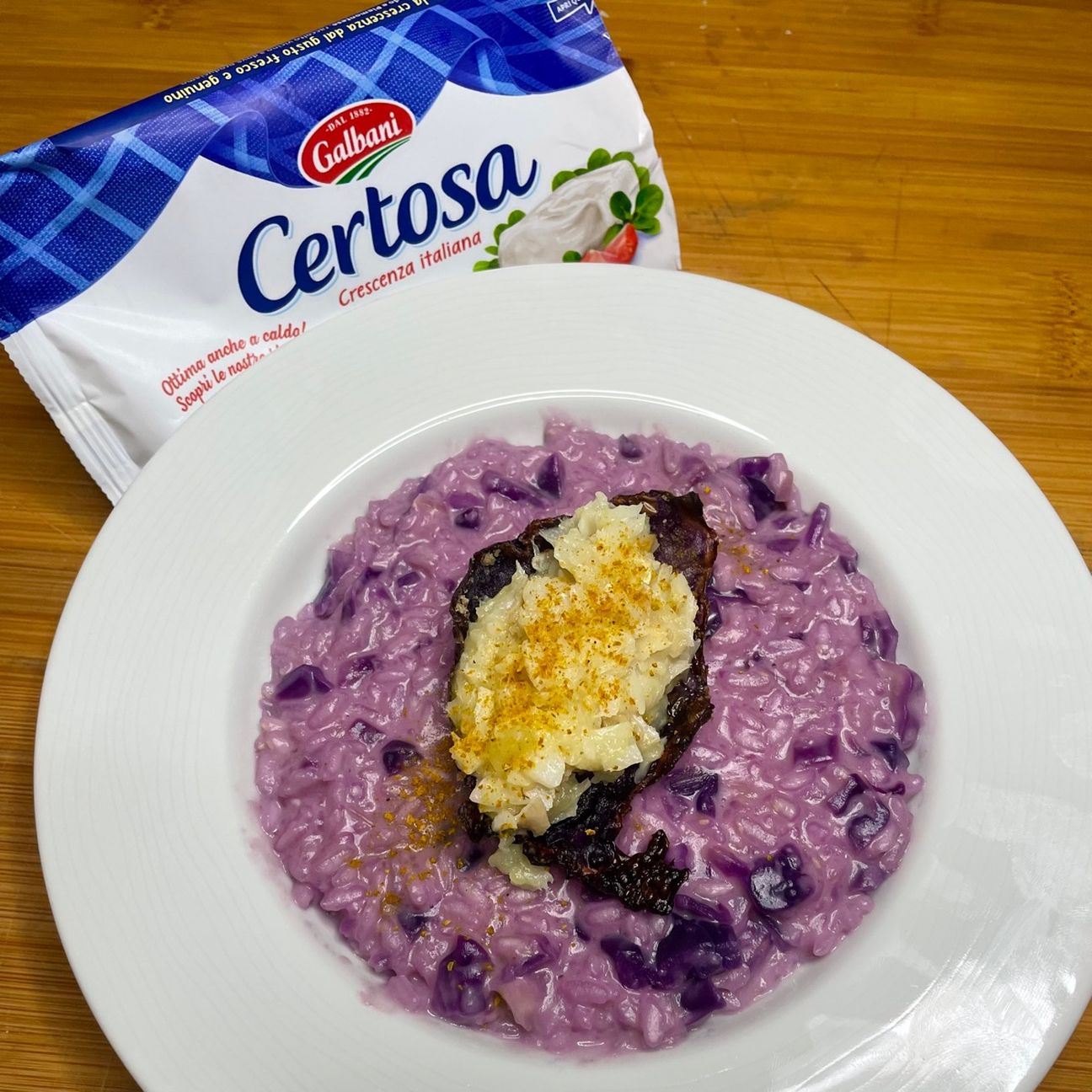 Risotto al Cavolo Viola con Stoccafisso, Certosa e Curry