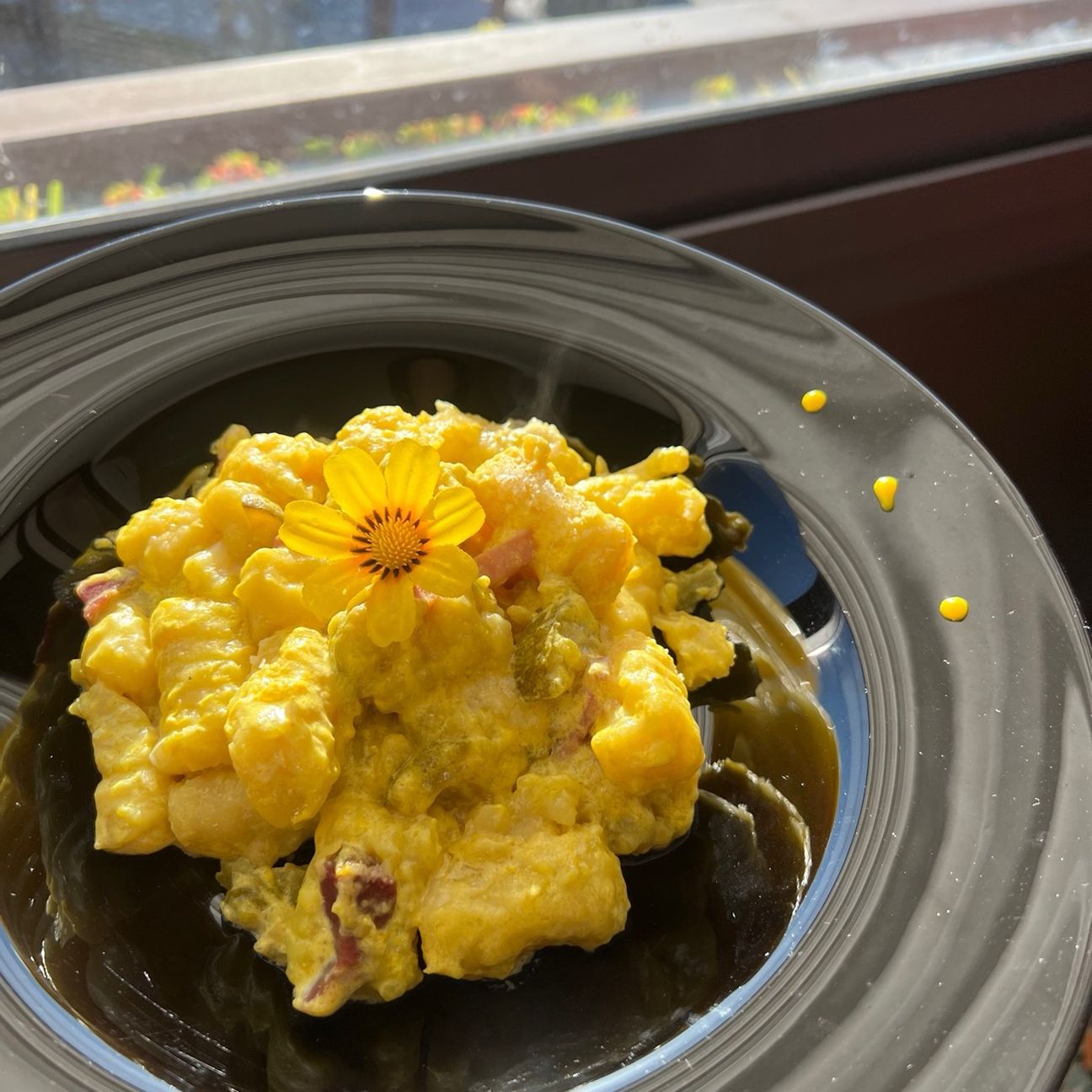 Gnocchi zucchine speck e zafferano 🌼🌼🌼