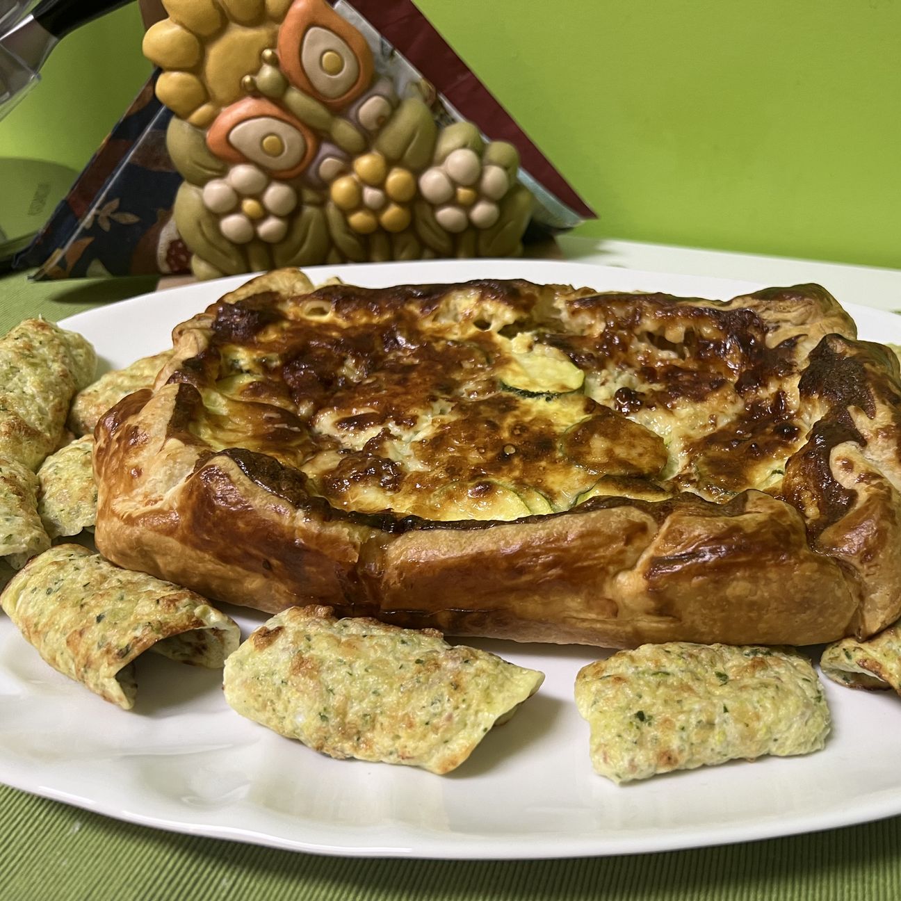 Torta rustica di zucchine con nuvole di zucchine