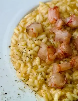 Ricetta Risotto ai gamberi rossi con agrumi, vaniglia e polvere di caffè di cucinodite