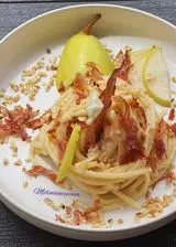 Ricetta Spaghetti alla chitarra con pere,gorgonzola e speck