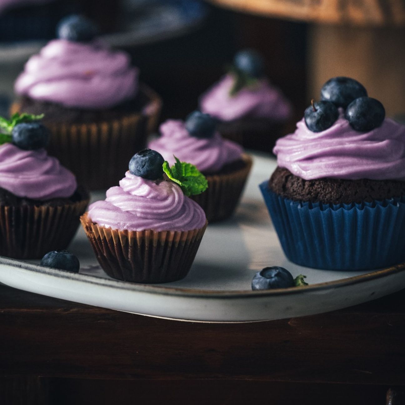 Cupcake al cioccolato e mirtilli