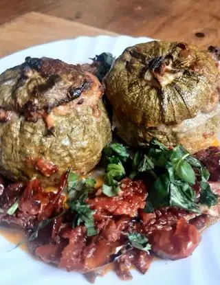 Ricetta Zucchine tonde ripiene al forno con  pomodori  ciliegino di afiamma