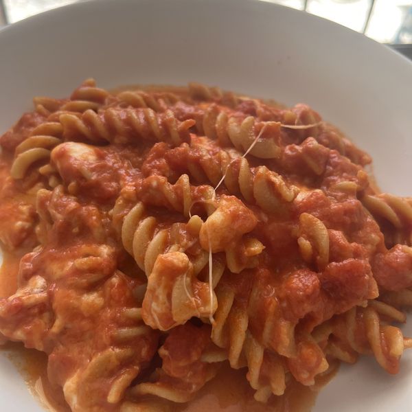 Pasta di ceci con pomodoro e mozzarella Al.ta Cucina saporesalute_ss