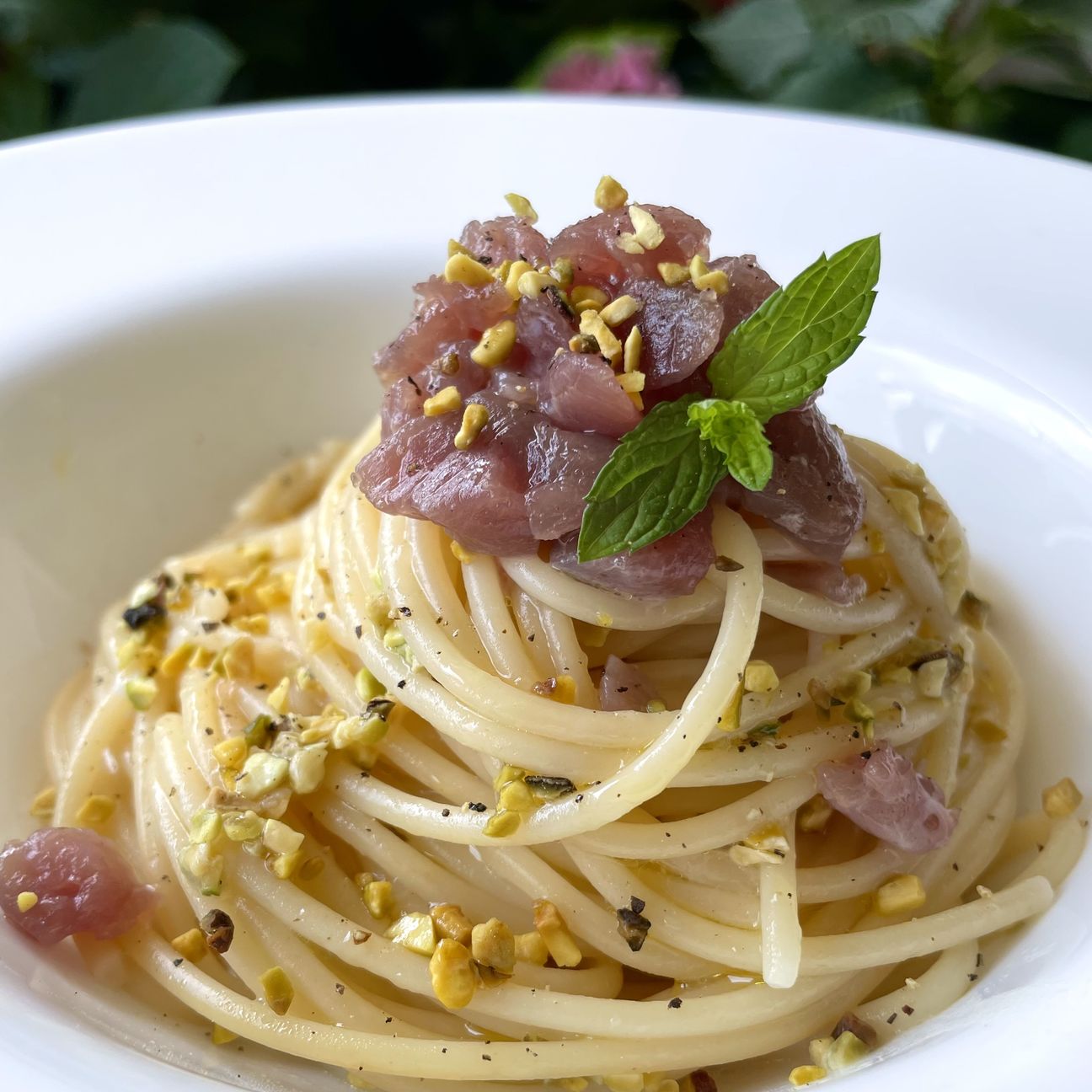Spaghetti al limone con tartare di tonno🤩
