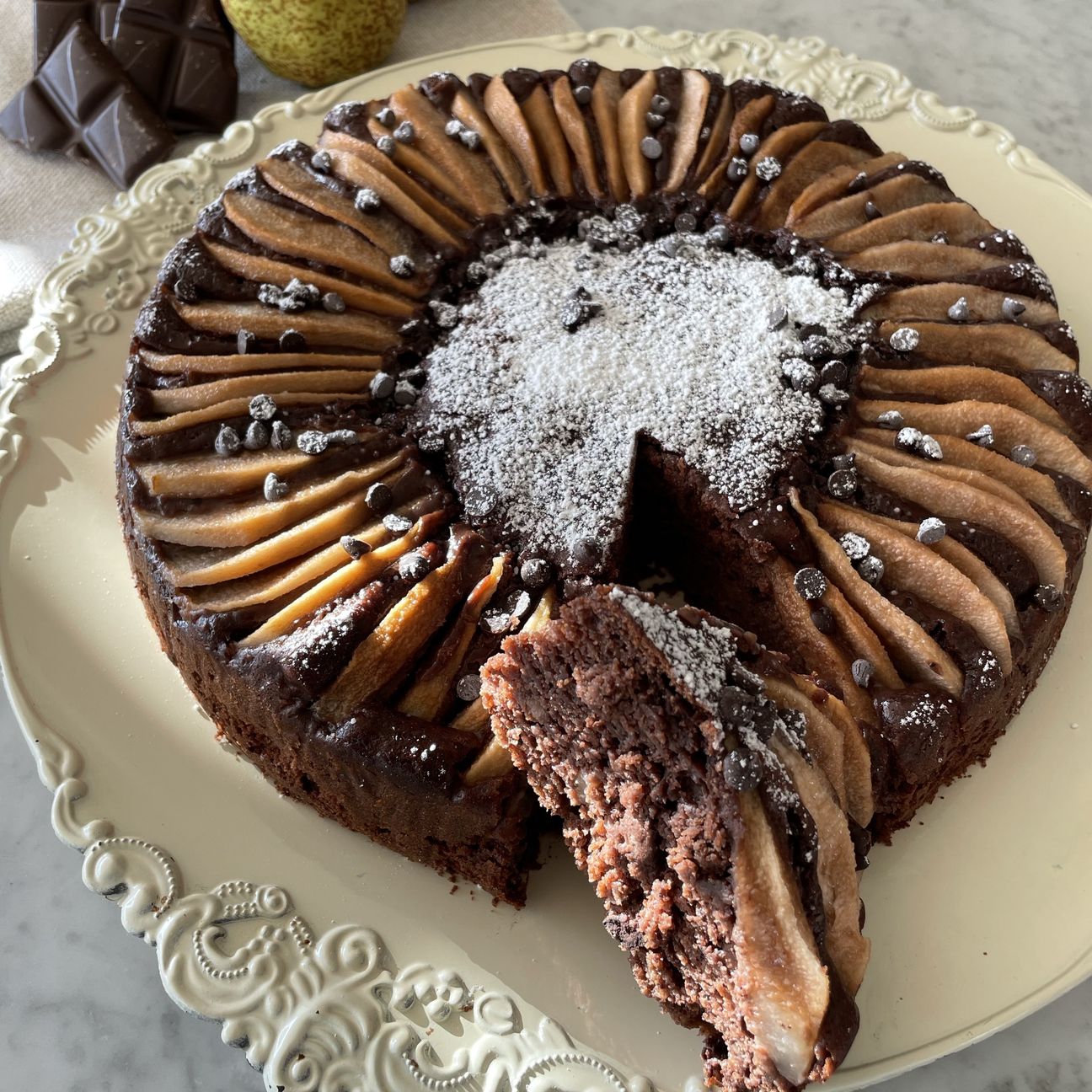 Torta ricotta, pere e cioccolato 😍