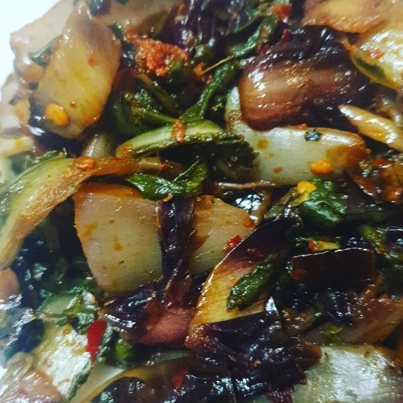 Coste e radicchio, saltati in padella con 'nduja.