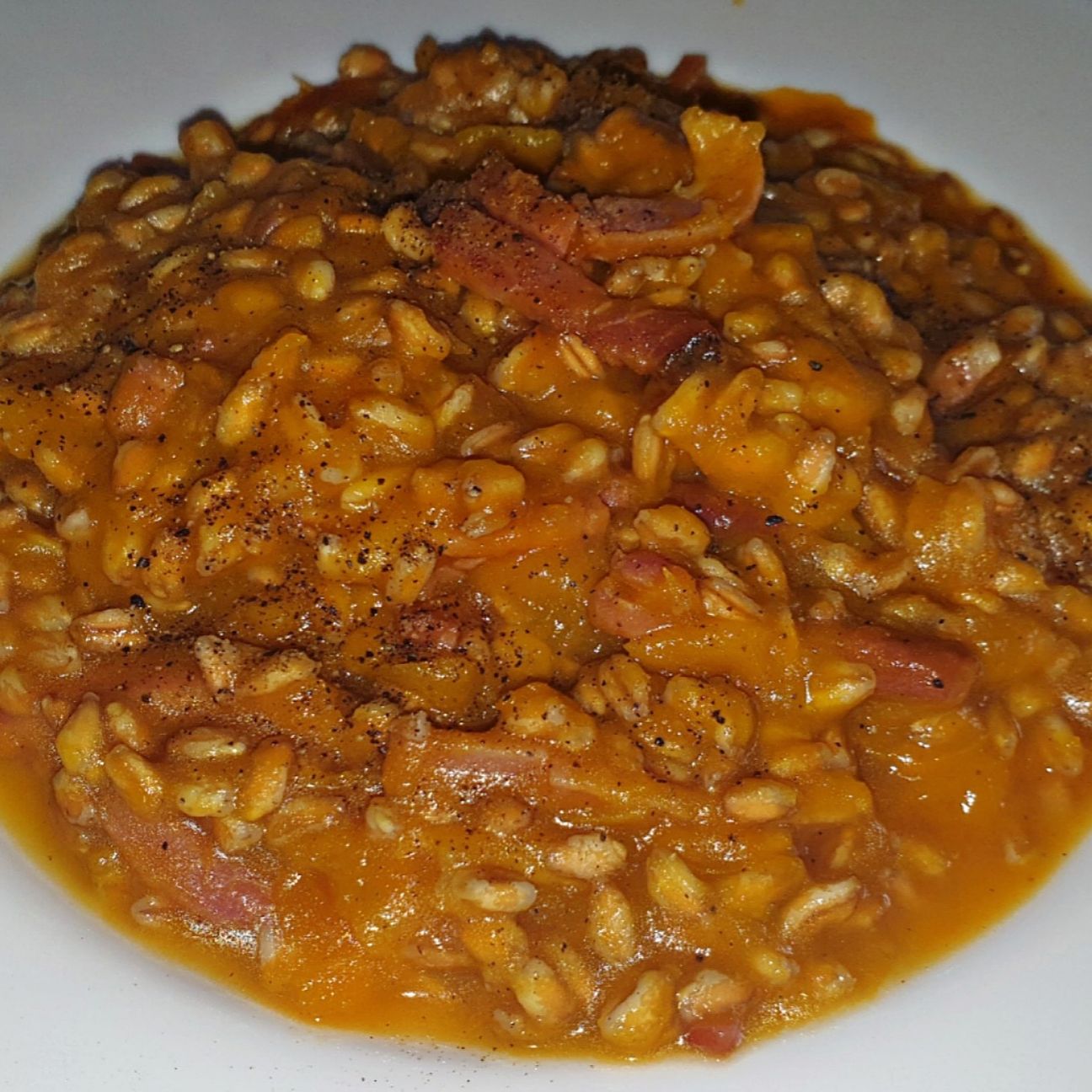 Farro, zucca e speck 🧡
