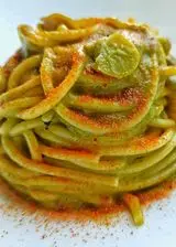 Ricetta Chitarra con crema di fave fresche e bottarga limone