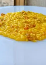 Ricetta Risotto al brodo di prosciutto crudo zafferano salsiccia