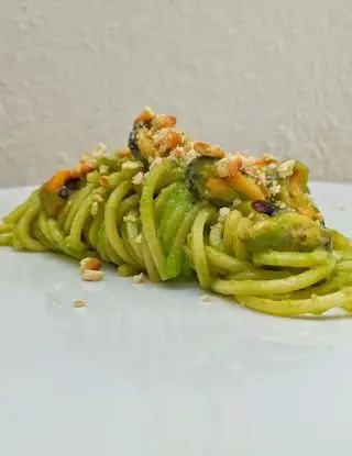 Ricetta Chitarra con crema di zucchina cozze& Tarallo di chef_vincenzo_campanale