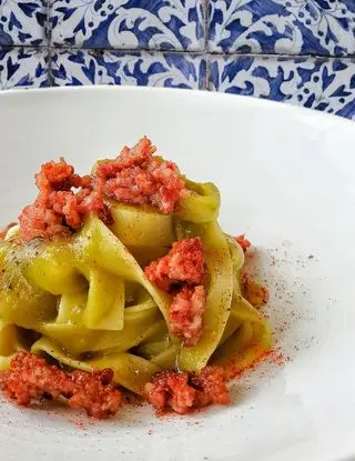 Ricetta Tagliatella friggitelli salsiccia pomodoro secco di chef_vincenzo_campanale