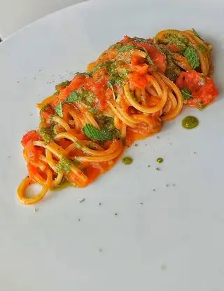 Ricetta Chitarra con pomodorini arrosto crema di cima di rapa di chef_vincenzo_campanale