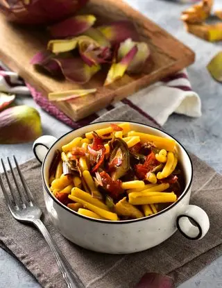 Ricetta Pasta con carciofi, speck e zafferano di giapprovato
