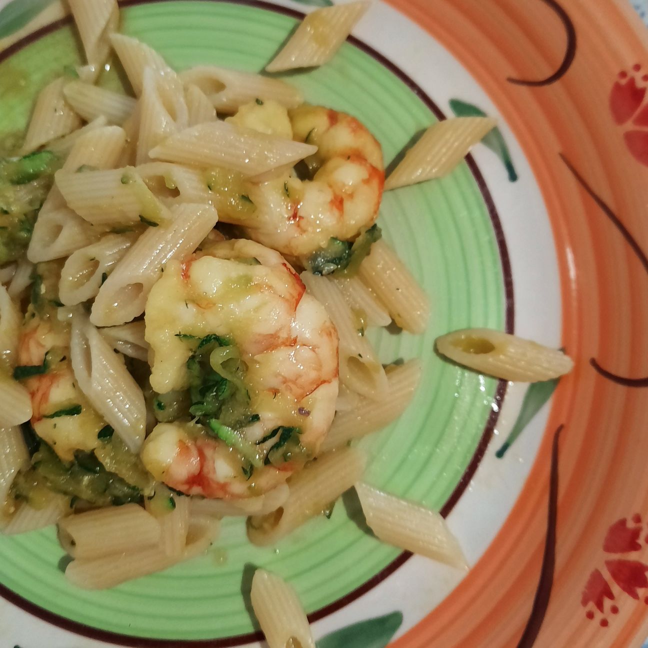 Penne si gamberi speziati