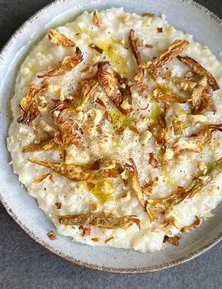 Ricetta Risotto con gorgonzola, noci e chips di carciofi di giorgiasbakery