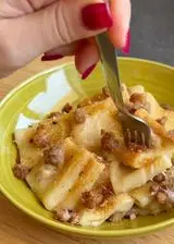 Ricetta Paccheri con Crema di Patate, Salsiccia e Scamorza Affumicata