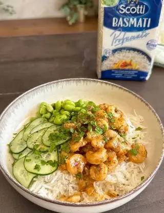 Ricetta Riso basmati con cetrioli marinati, edamame e gamberetti in agrodolce di giorgiasbakery