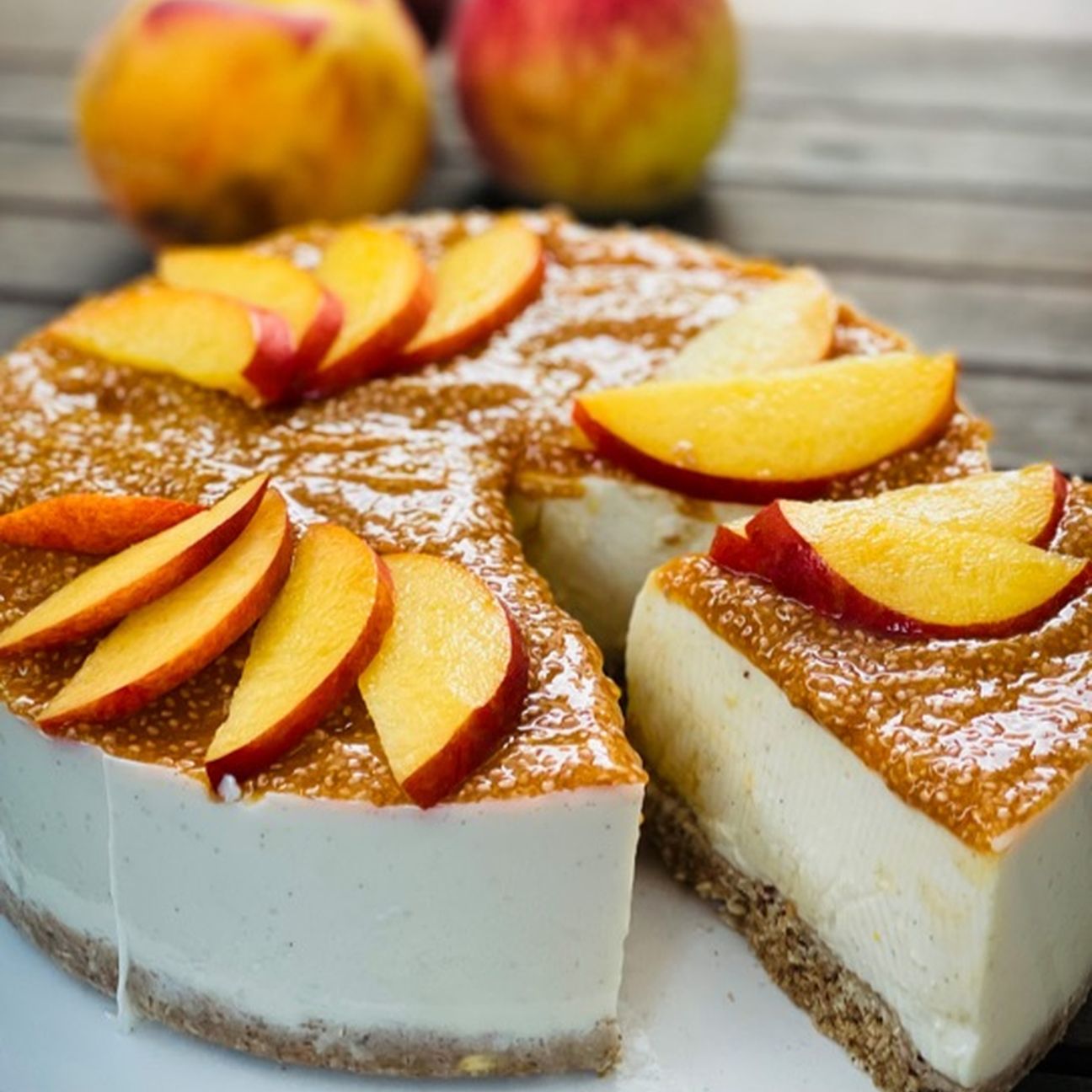 CHEESECAKE alle PESCHE E FRUTTA SECCA🍑