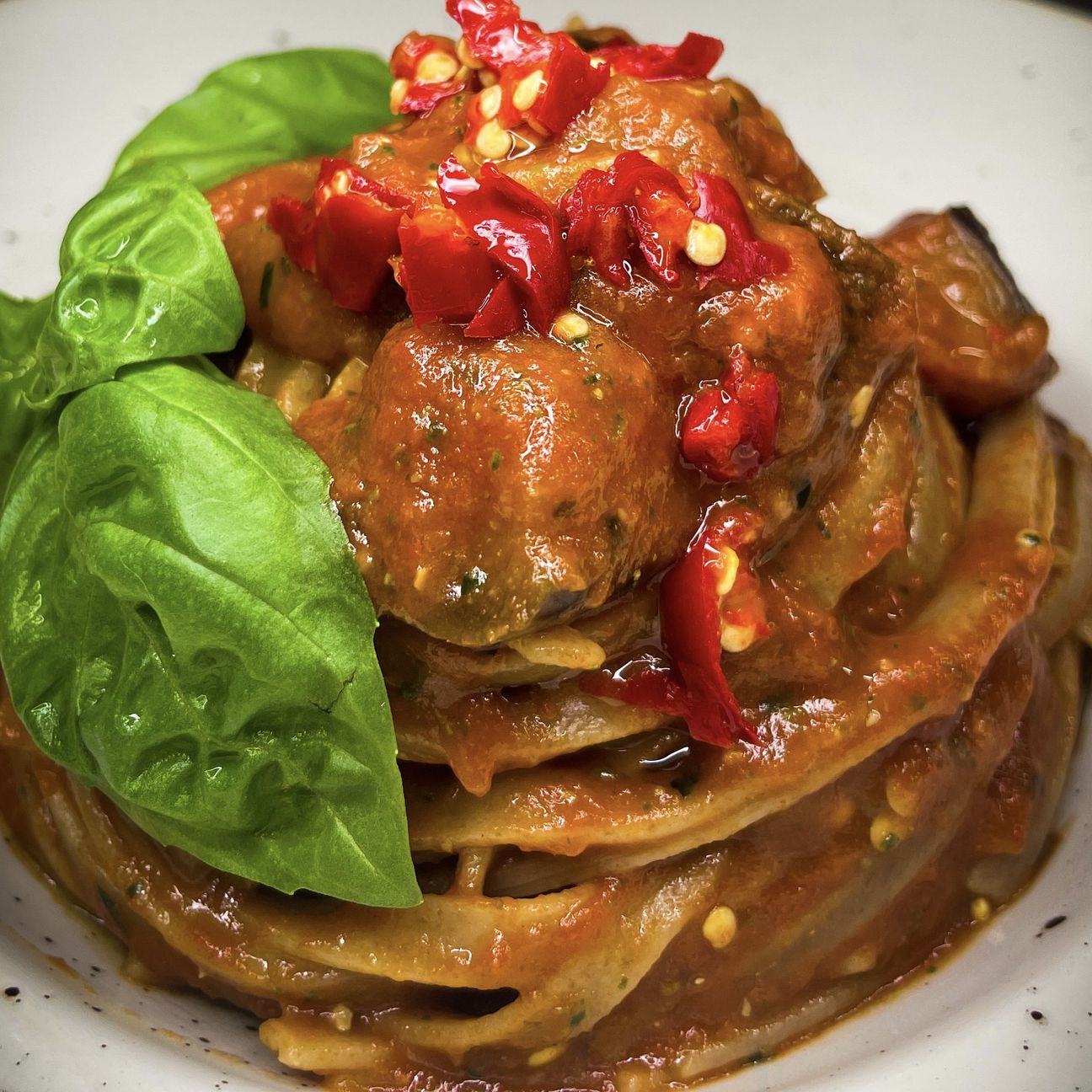 FETTUCCINE AL SUGO DI MELANZANE 🍆 E PESTO GENOVESE