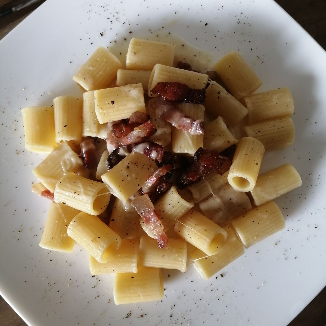Mezze maniche alla gricia.
