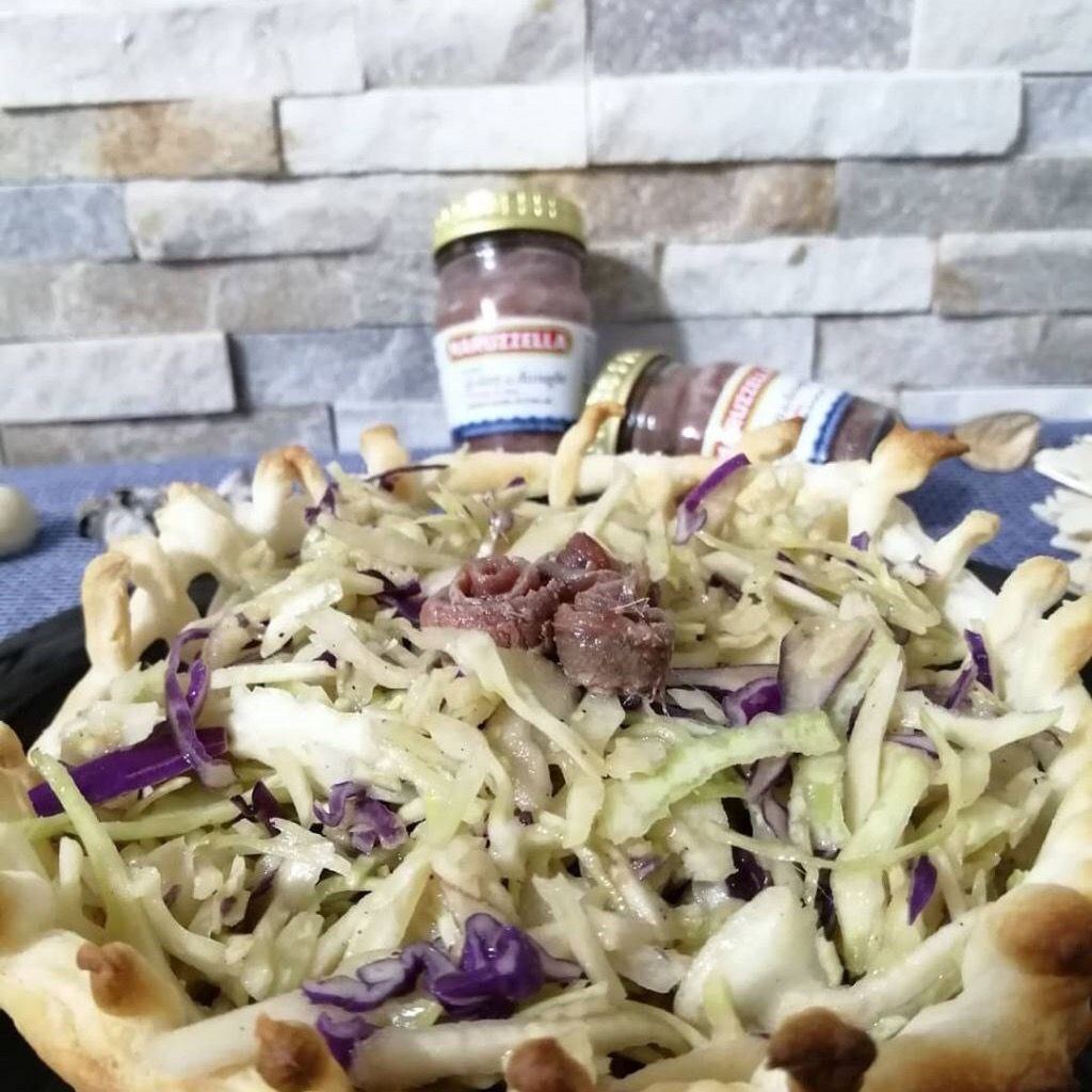 cavolo cappuccio con filetti di acciughe