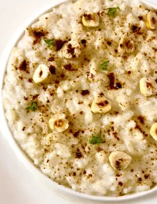 Ricetta Vegan Risotto con pere, nocciole, polvere di liquirizia e timo di nicoletta01