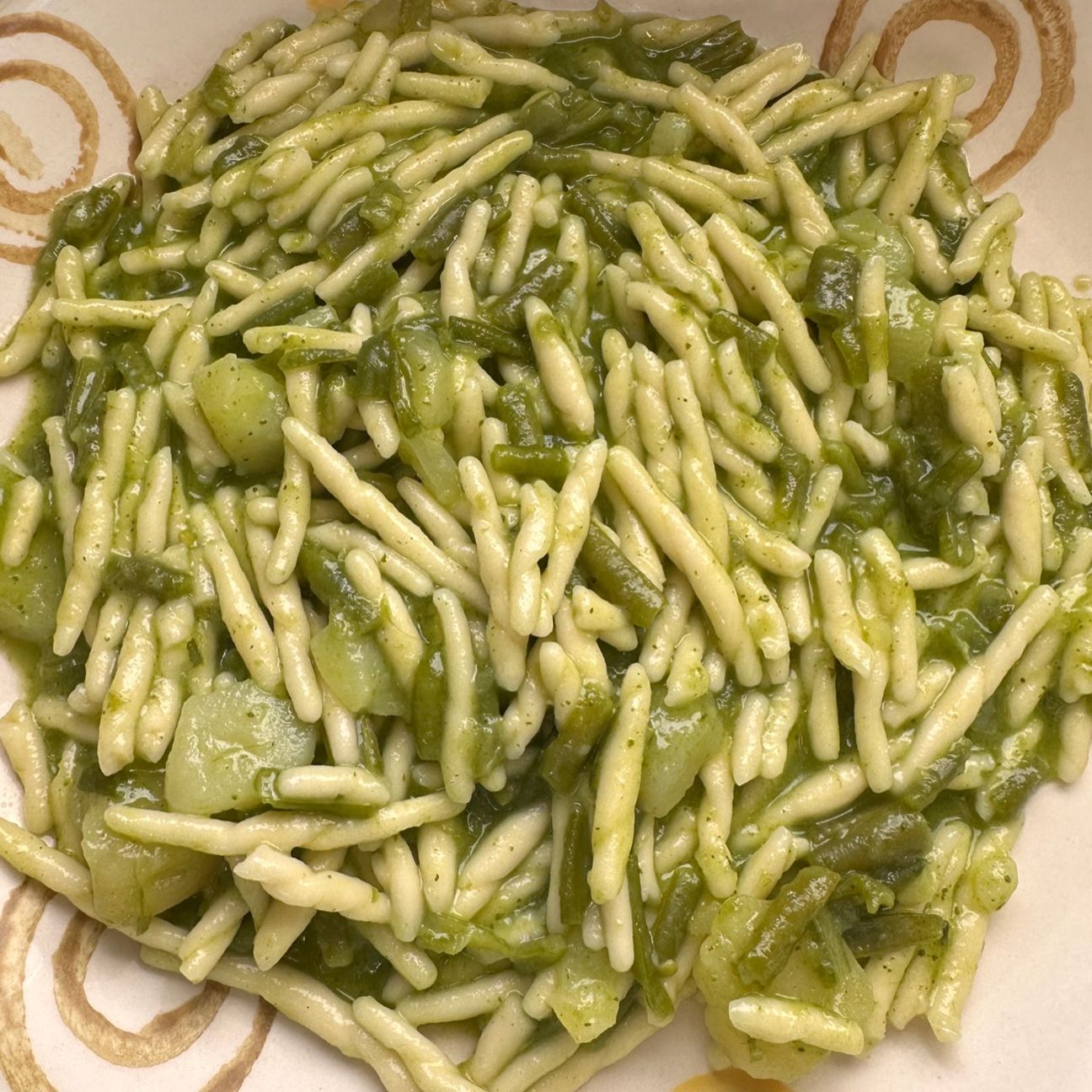 Fusilli con pesto patate e fagiolini