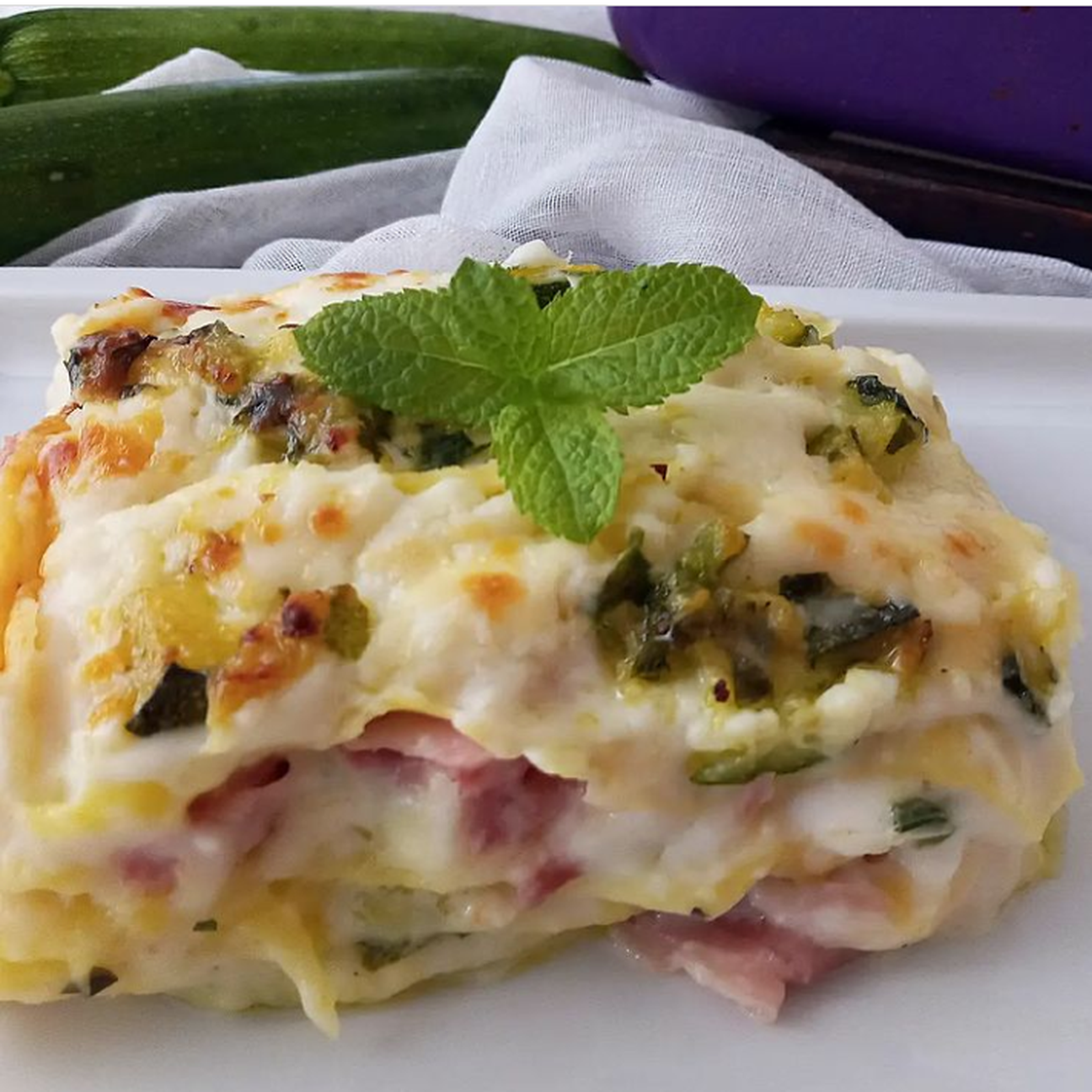 Lasagna estiva con zucchine prosciutto cotto e fontina