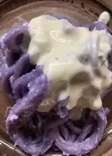 Ricetta Spaghettoni con cavolo viola e crema di formaggi