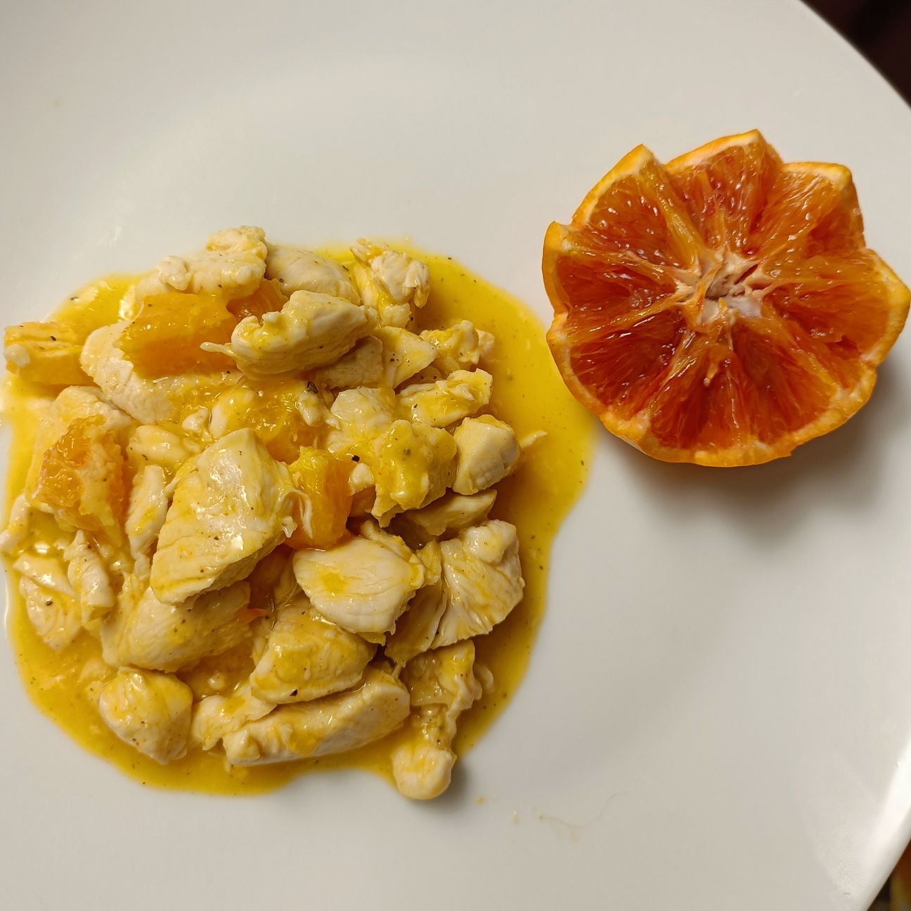 Bocconcini di pollo all'arancia, curry e zenzero