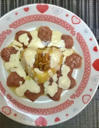 Ricetta “Cuori di Polenta alla stregattami”
ripieni di Gorgonzola e con Sugo di Radicchio e Speck👩🏻‍🍳 di stregattami