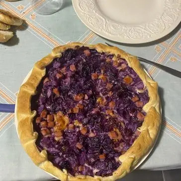 Ricetta Torta salata con cavolo viola e dadini di prosciutto cotto
