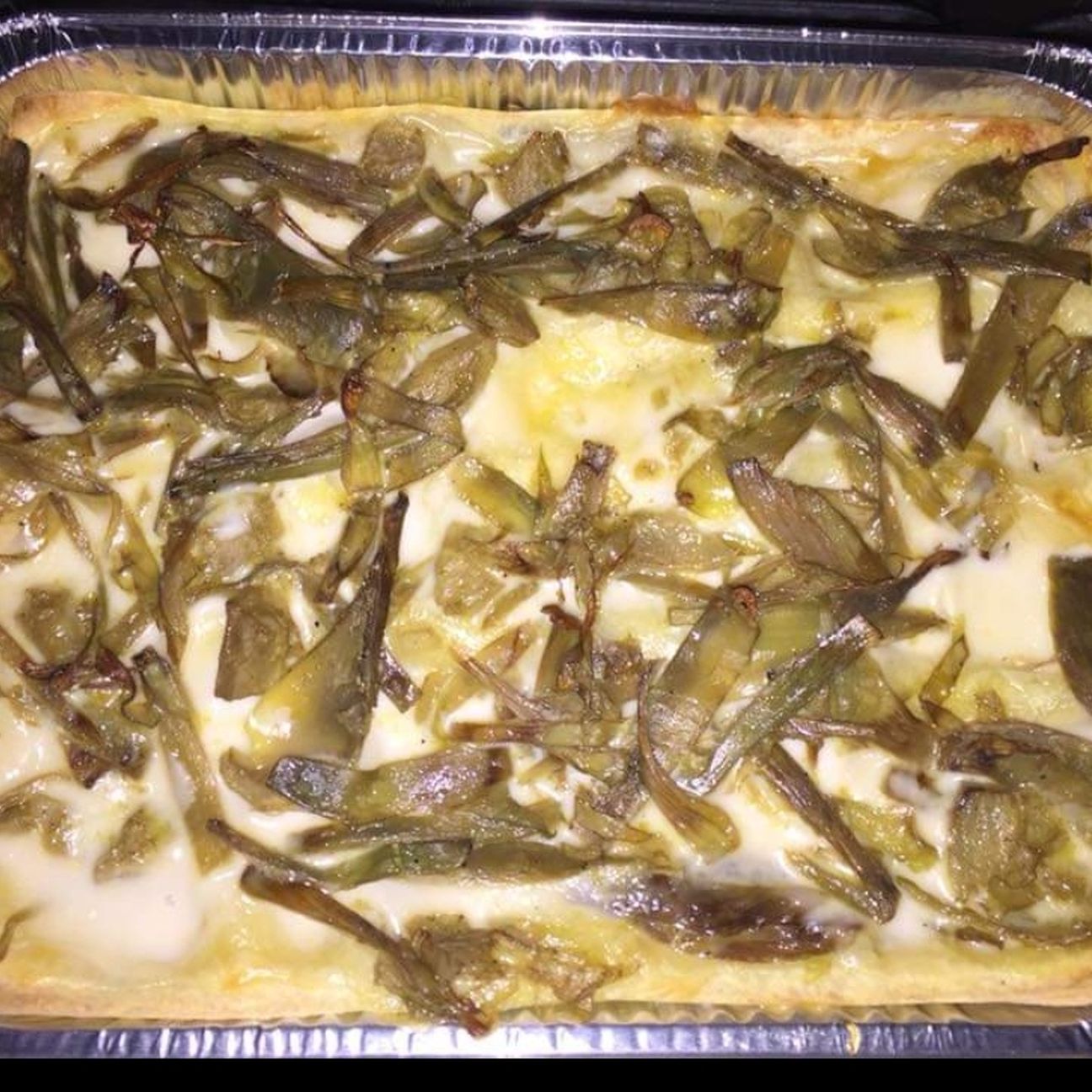 Lasagna carciofi crema di carciofi e salmone