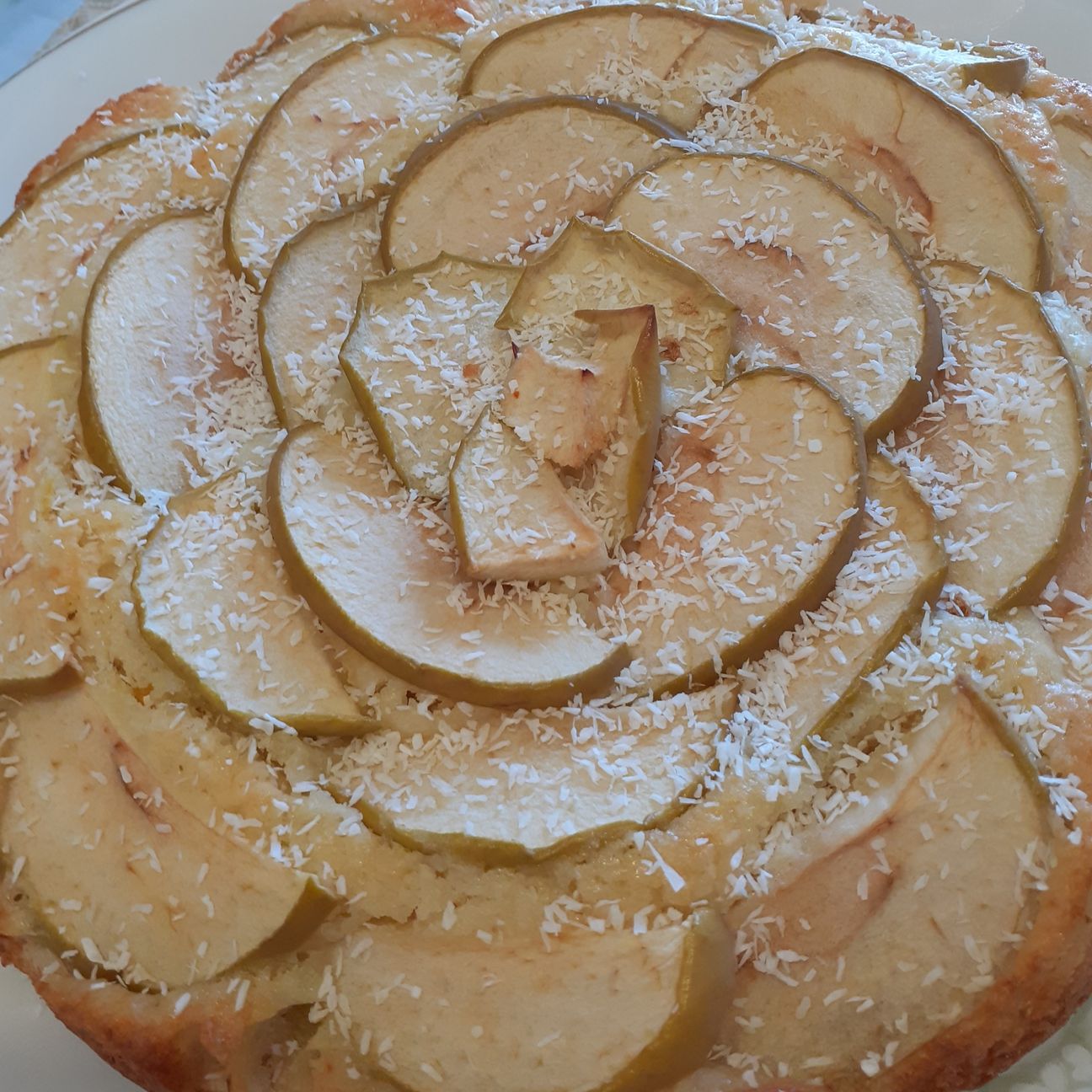 Torta di mele e cocco profumata all'arancia