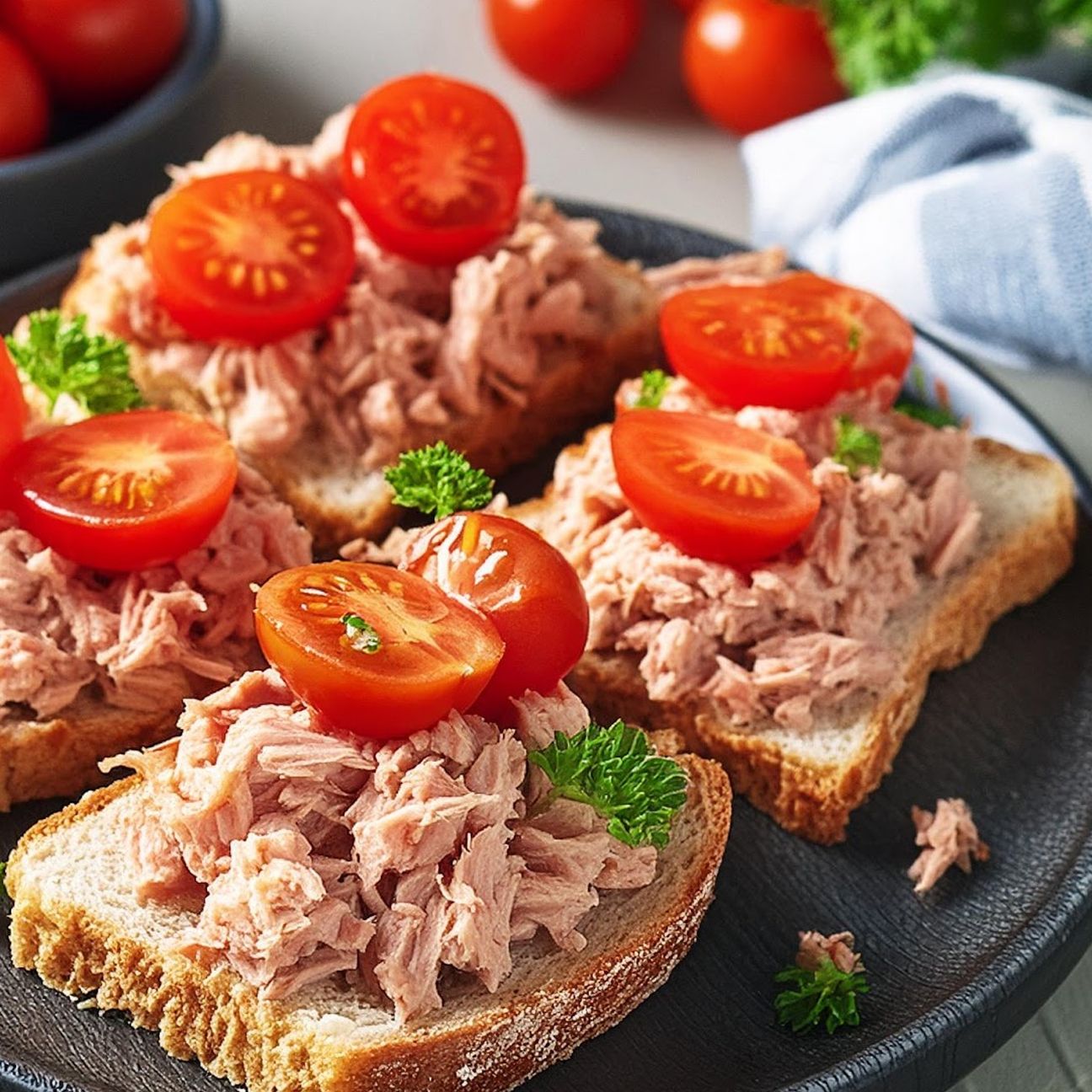 Pane integrale con tonno e pomodorini