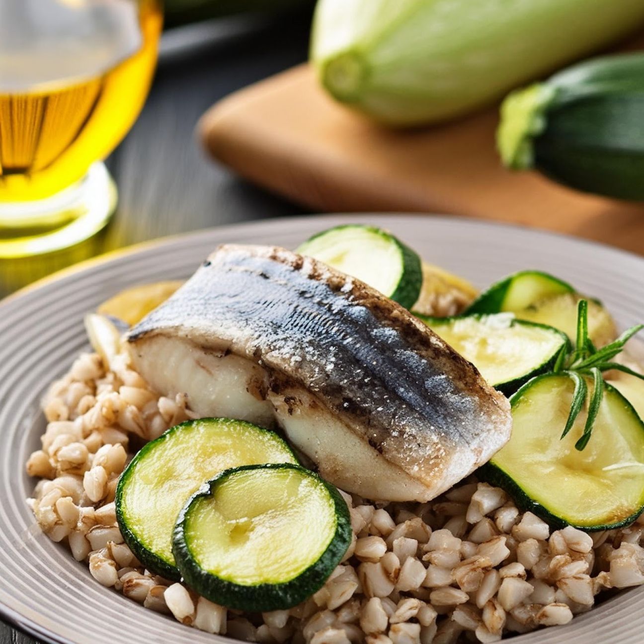 Orzo con sgombro e zucchine