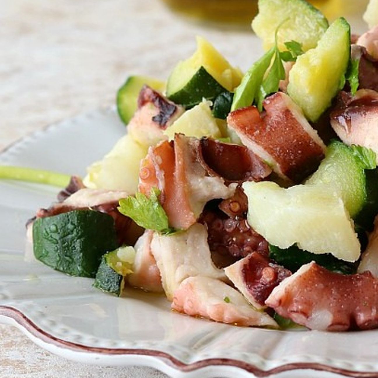 Insalata di patate, polpo e zucchine