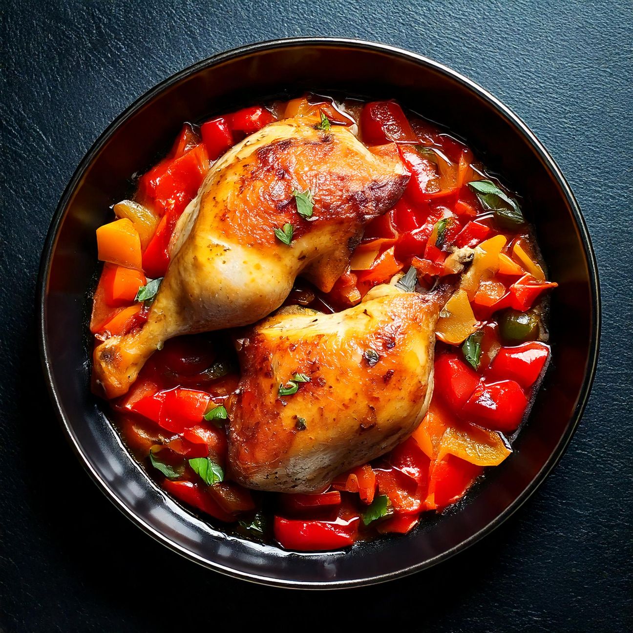 Coscia di pollo con peperoni