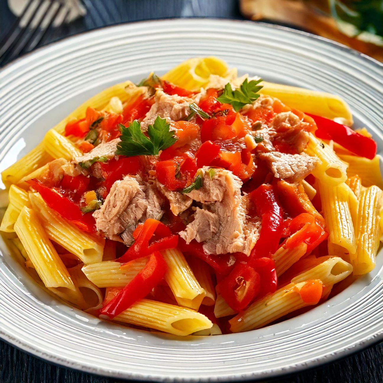 Pasta con tonno e peperoni