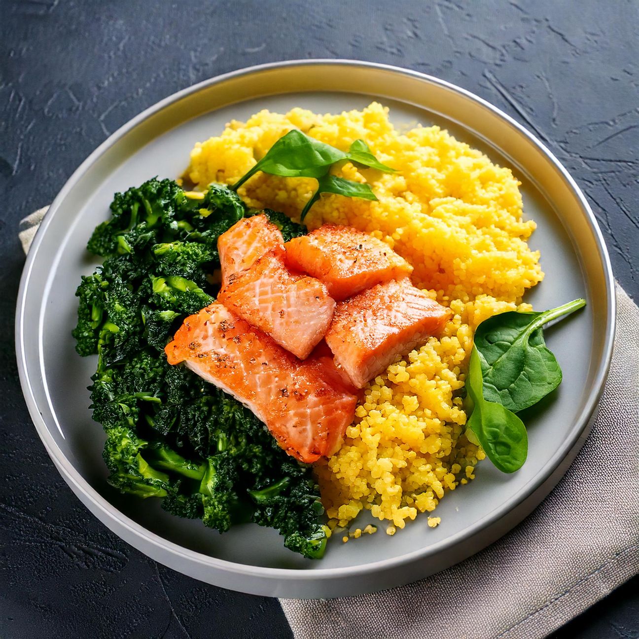 Miglio con salmone e cavolo nero