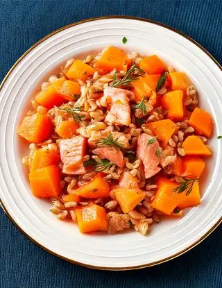 Ricetta Farro con salmone e zucca di heltamain