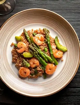 Ricetta Farro con gamberetti e asparagi di heltamain