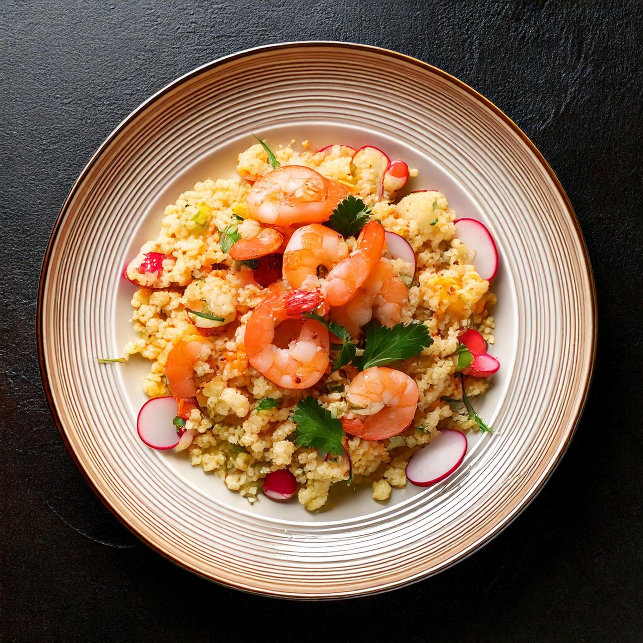 Couscous con gamberetti e rape