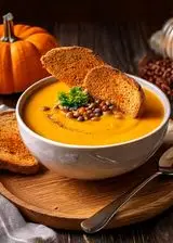 Ricetta Zuppa di lenticchie e zucca con pane tostato