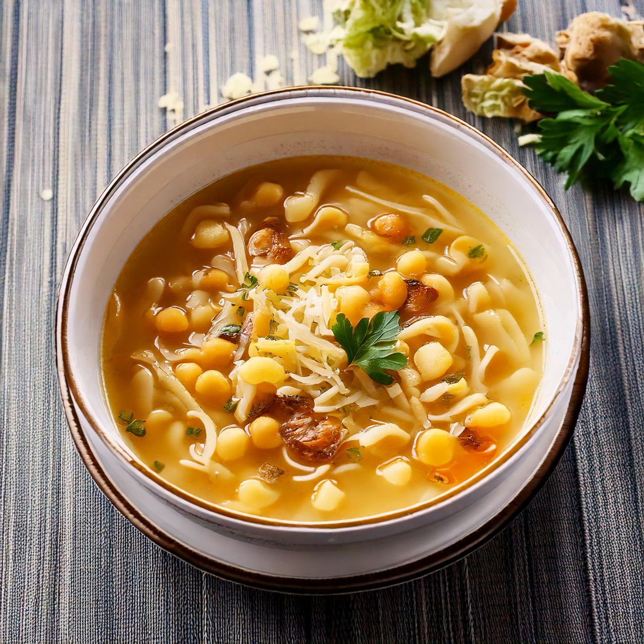 Minestra di ceci e verza con pastina