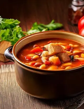 Ricetta Zuppa di fagioli e pomodori con crostini di eltamain